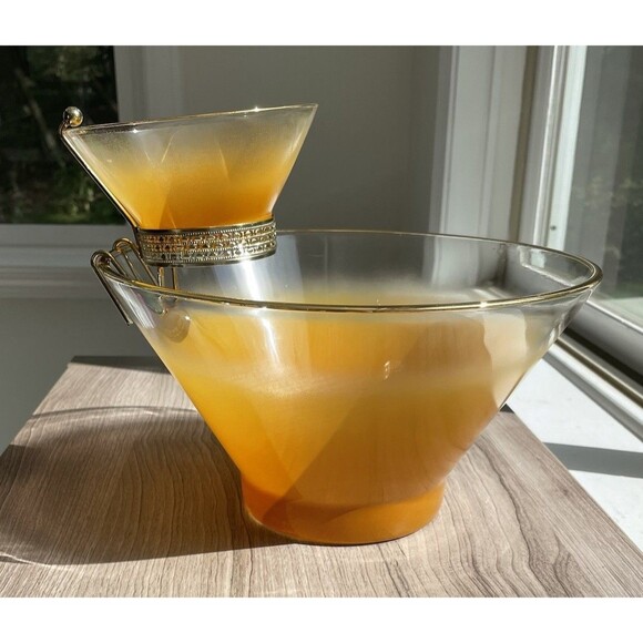Vintage Orange Blendo Frosted Chip & Dip Bowl Set - Picture 3 of 16